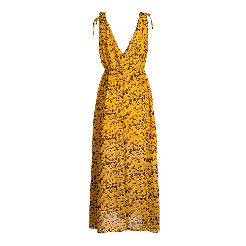 Women Print Maxi Dress Ladies Sexy Backless  Empire Dresses