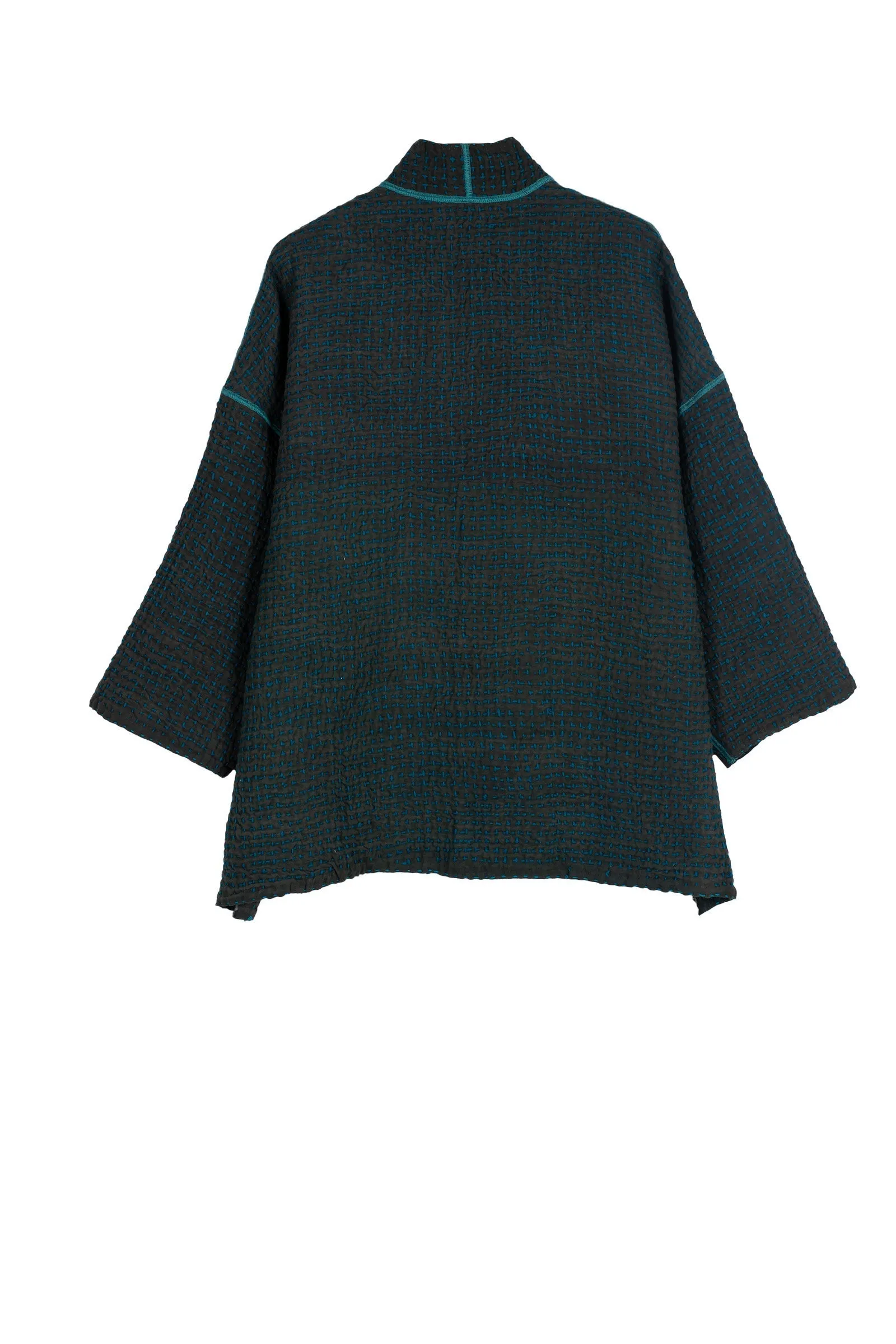 WOOL WAFFLE KANTHA MINI KIMONO JKT - ww3055-tel -