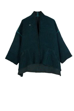 WOOL WAFFLE KANTHA MINI KIMONO JKT - ww3055-tel -